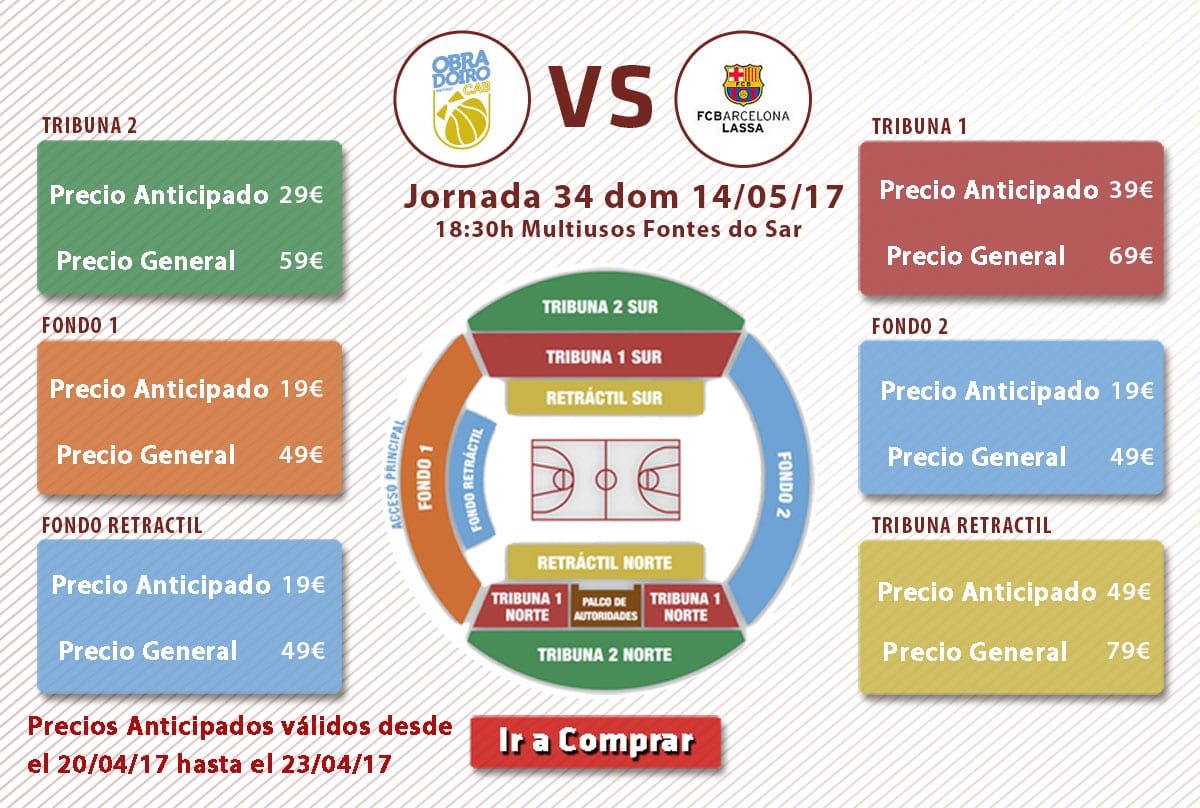 Las entradas para el Rio Natura Monbus Obradoiro – FC Barcelona Lassa ya a la venta en oficinas y web