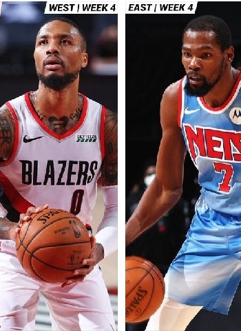 Damian Lillard y Kevin Durant, jugadores de la semana NBA