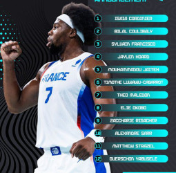 Francia anuncia su lista definitiva de 12 jugadores para el EuroBasket 2025