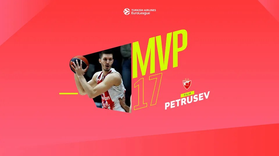 MVP jornada 17 EuroLeague : Filip Petrusev, Crvena Zvezda Meridianbet Belgrade