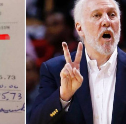 5.000 dólares de propina en resturante, Popovich, genio y figura dentro y fuera de las canchas