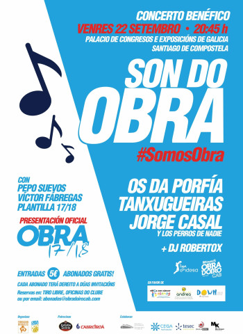 El Monbus Obradoiro organiza el concierto benéfico Son do Obra para inaugurar la temporada 2017/18