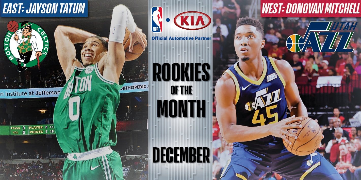 Jayson Tatum y Donovan Mitchell, nombrados rookies del mes en la NBA