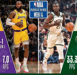 Jrue Holiday y LeBron James, jugadores de la semana NBA