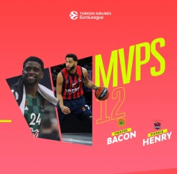 Co-MVP de la 12ª jornada de EuroLeague: Bacon, Panathinaikos y Henry, Baskonia