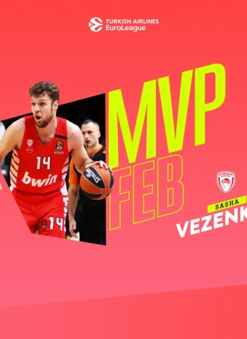 MVP de febrero EuroLeague: Sasha Vezenkov, Olympiacos Piraeus