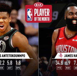 Giannis Antetokounmpo y James Harden, mejores jugadores del último mes en la NBA
