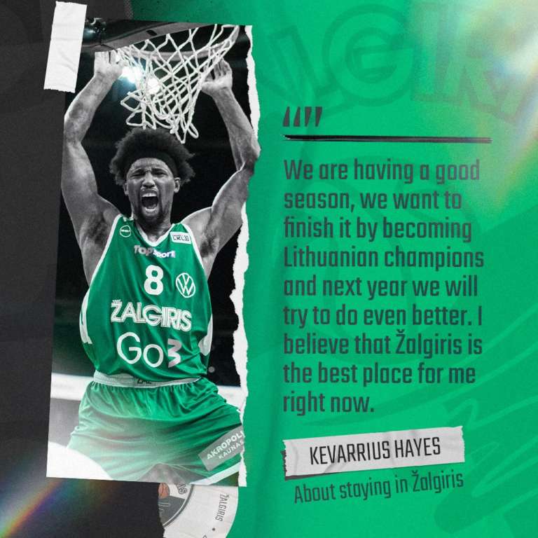 El Zalgiris Kaunas anuncia la renovación de Kevarrius Hayes