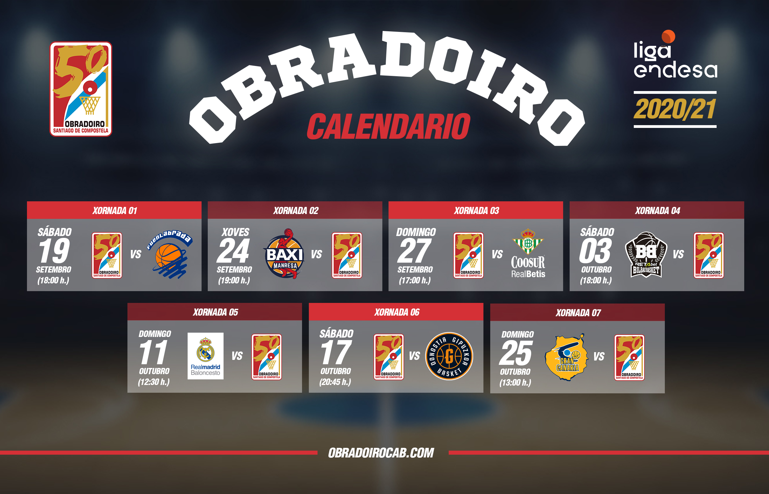 El Monbus Obradoiro inaugurará la temporada de su 50 aniversario en casa recibiendo al Baloncesto Fuenlabrada