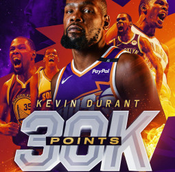 Kevin Durant, octavo jugador en llegar a los 30.000 puntos