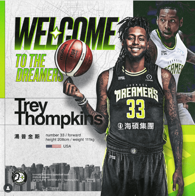 Trey Thompkins inicia una nueva aventura en Taiwán