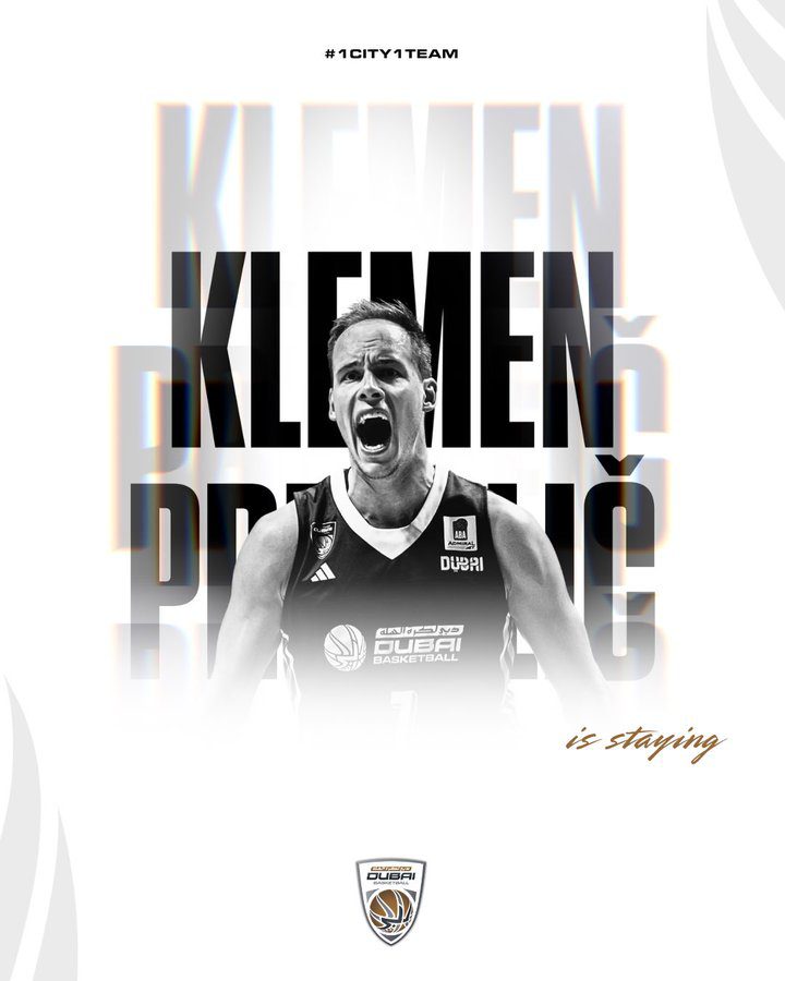 Klemen Prepelic seguirá en el Dubai Basketball y regresa a la Euroliga