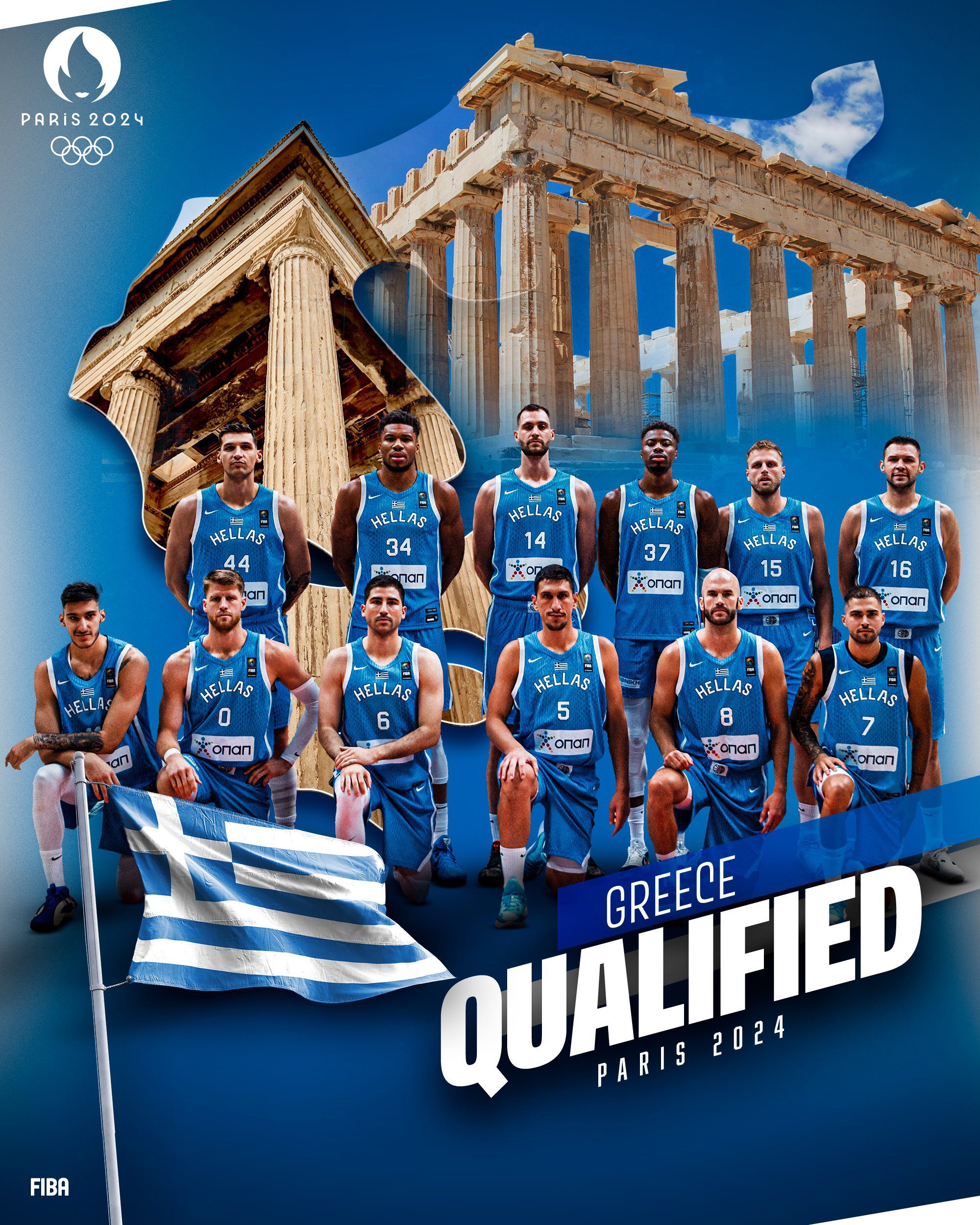 Grecia asegura su boleto para París 2024, 80-69