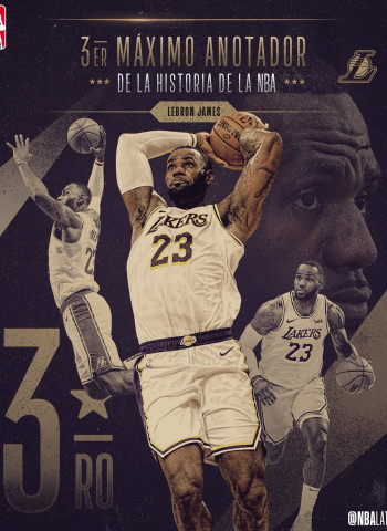 LeBron James ya es el tercer máximo anotador de todos los tiempos en la NBA