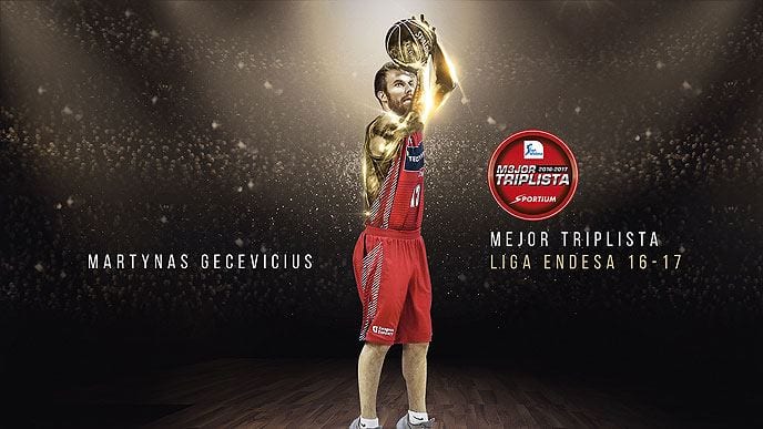 Gecevicius recibe el Premio Sportium al Mejor Triplista de la Liga Endesa