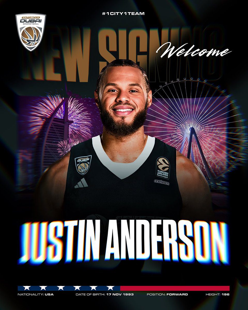 Justin Anderson, nuevo refuerzo exterior de Dubai Basketball