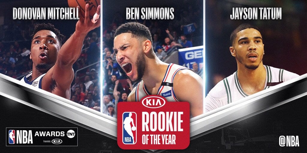 Jayson Tatum, Ben Simmons y Donovan Mitchell competirán por ser el mejor novato