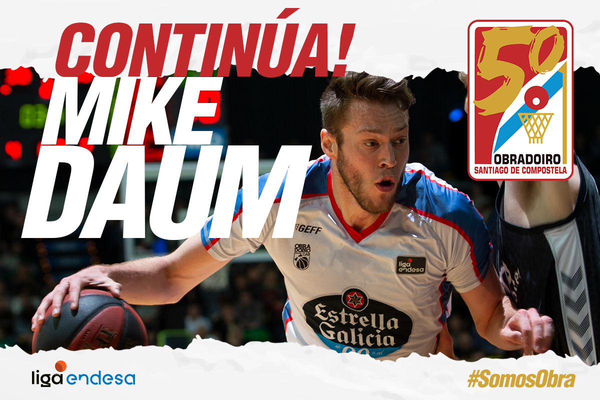 El Monbus Obradoiro y Mike Daum renuevan su contrato por una temporada