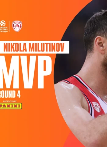 MVP de la jornada 4 EuroLeague: Nikola Milutinov, Olympiacos Piraeus