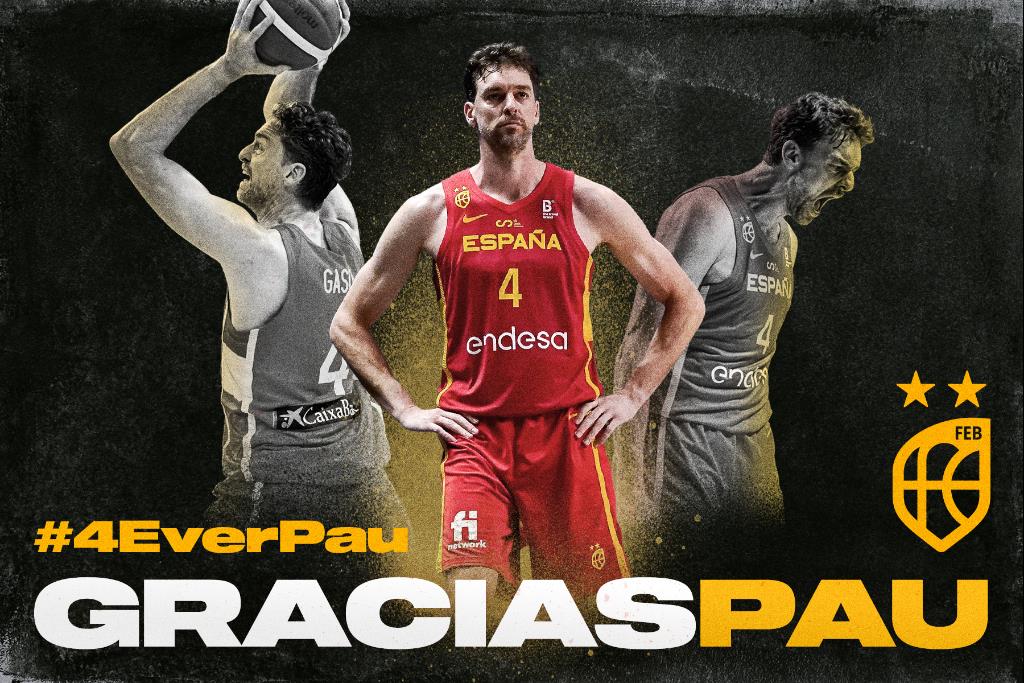 Pau Gasol: 149 partidos oficiales, 2.544 puntos y 14 medallas con la camiseta de España