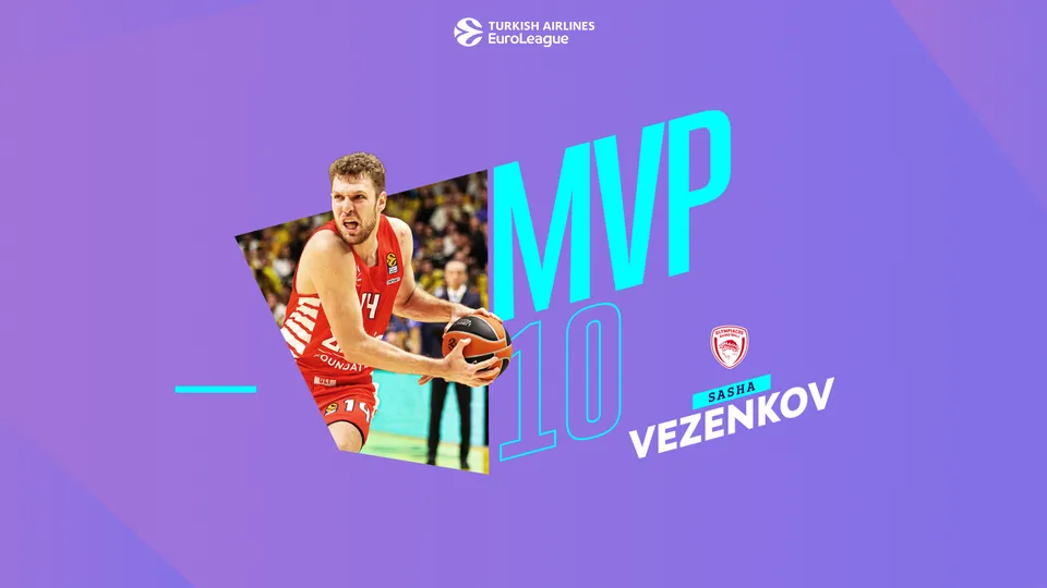 MVP de la jornada 10 EuroLeague: Sasha Vezenkov, Olympiacos Piraeus