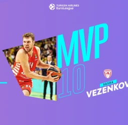 MVP de la jornada 10 EuroLeague: Sasha Vezenkov, Olympiacos Piraeus