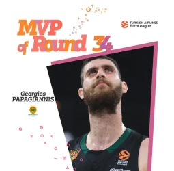 MVP de la 34ª jornada de la EuroLeague: Georgios Papagiannis, Panathinaikos OPAP Atenas