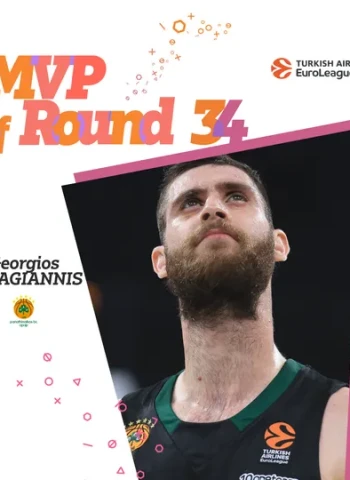 MVP de la 34ª jornada de la EuroLeague: Georgios Papagiannis, Panathinaikos OPAP Atenas