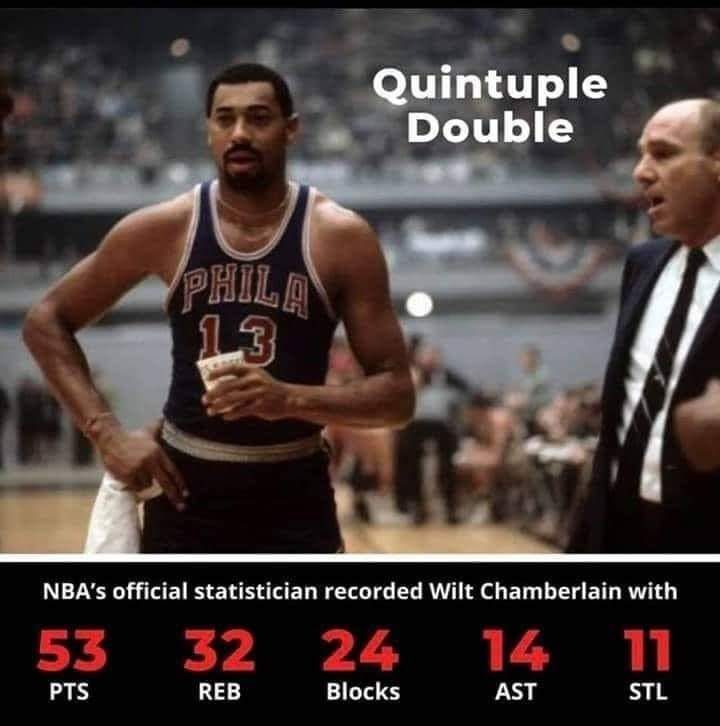 56 años del quíntuple-doble no reconocido de Wilt Chamberlain