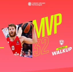 MVP 32ª jornada EuroLeague: Thomas Walkup, Olympiacos Piraeus