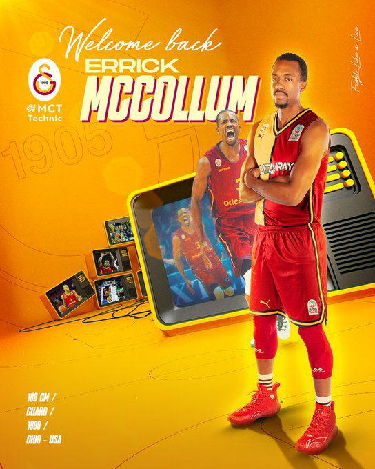 Errick McCollum regresa al Galatasaray tras conquistar Europa con Fenerbahçe
