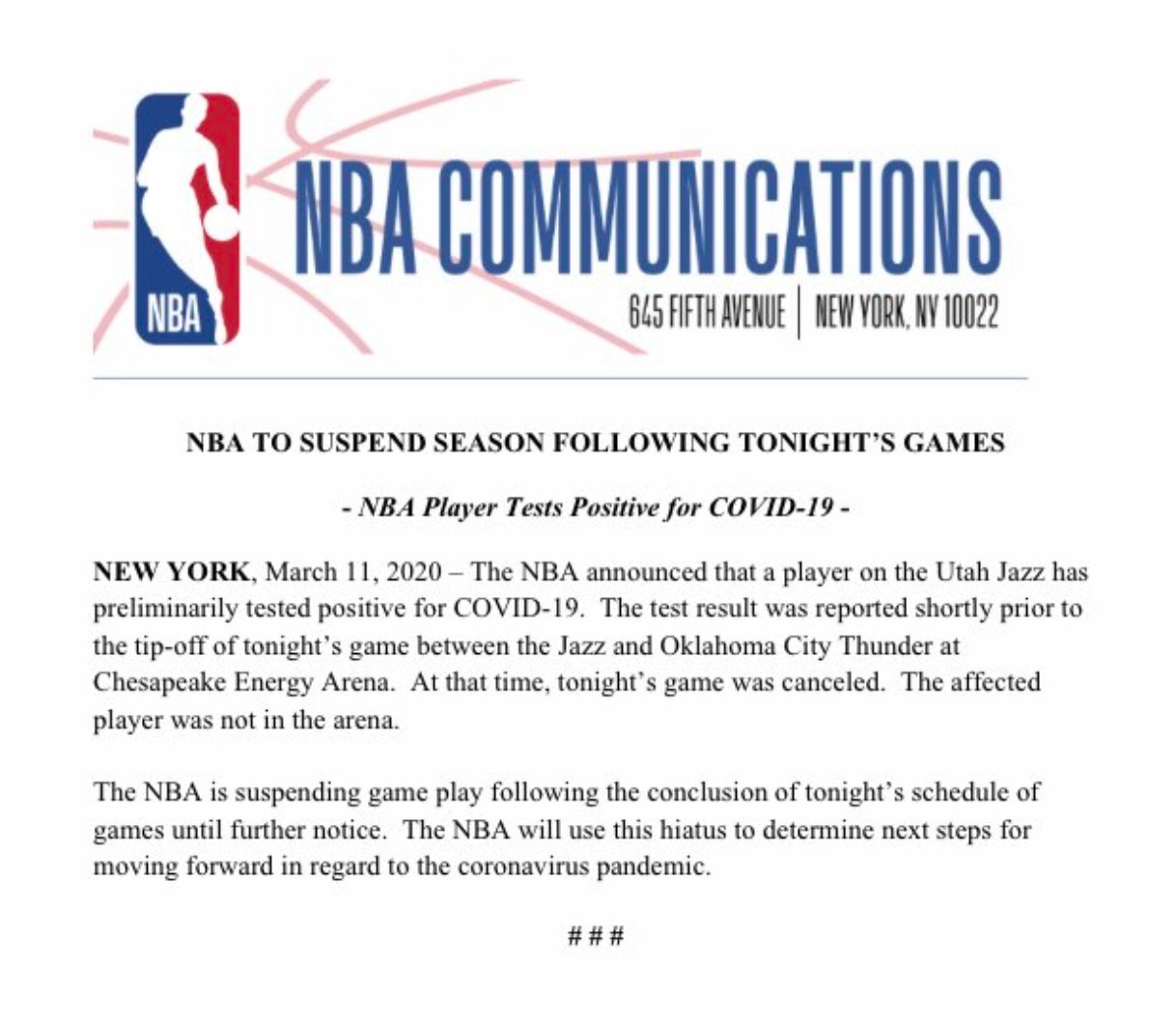 El positivo de coronavirus de Rudy Gobert paraliza la NBA