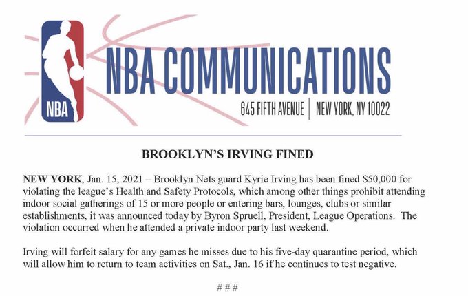 La NBA se pone dura con Kyrie Irving