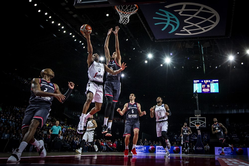 La final four de la BCL comienza con una contundente victoria de la Virtus Bolonia sobre el Brose Bamberg (67-50)