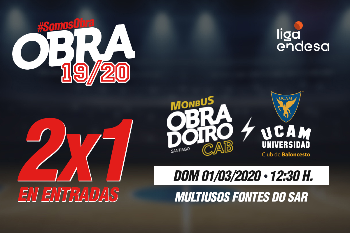 Los aficionados del Monbus Obradoiro podrán comprar entradas a 2x1 para el partido ante UCAM Murcia, solo esta semana