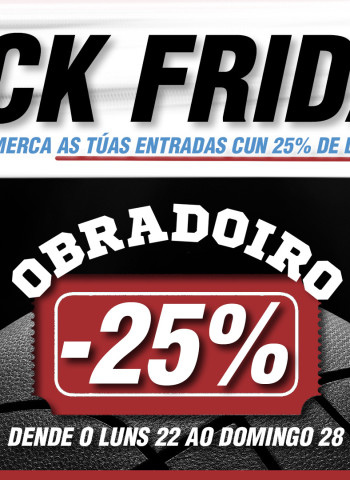 Los aficionados del Monbus Obradoiro pueden beneficiarse de un 25% de descuento en entradas en el partido que escojan por el Black Friday