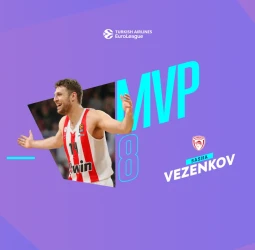 MVP de la jornada 8 EuroLeague: Sasha Vezenkov, Olympiacos Piraeus