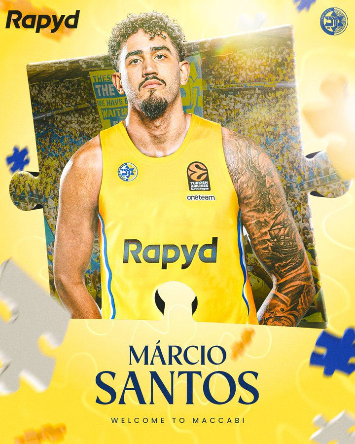 Maccabi Tel Aviv apuesta por el talento brasileño: Marcio Santos firma por tres temporadas