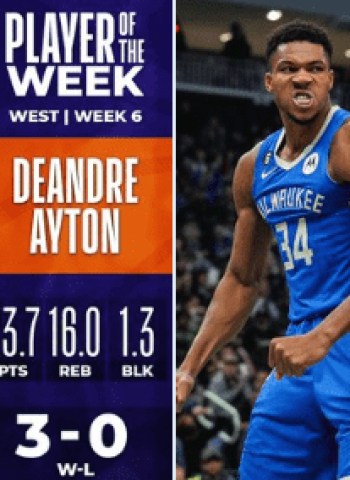 Giannis Antetokounmpo y Deandre Ayton, jugadores de la semana NBA