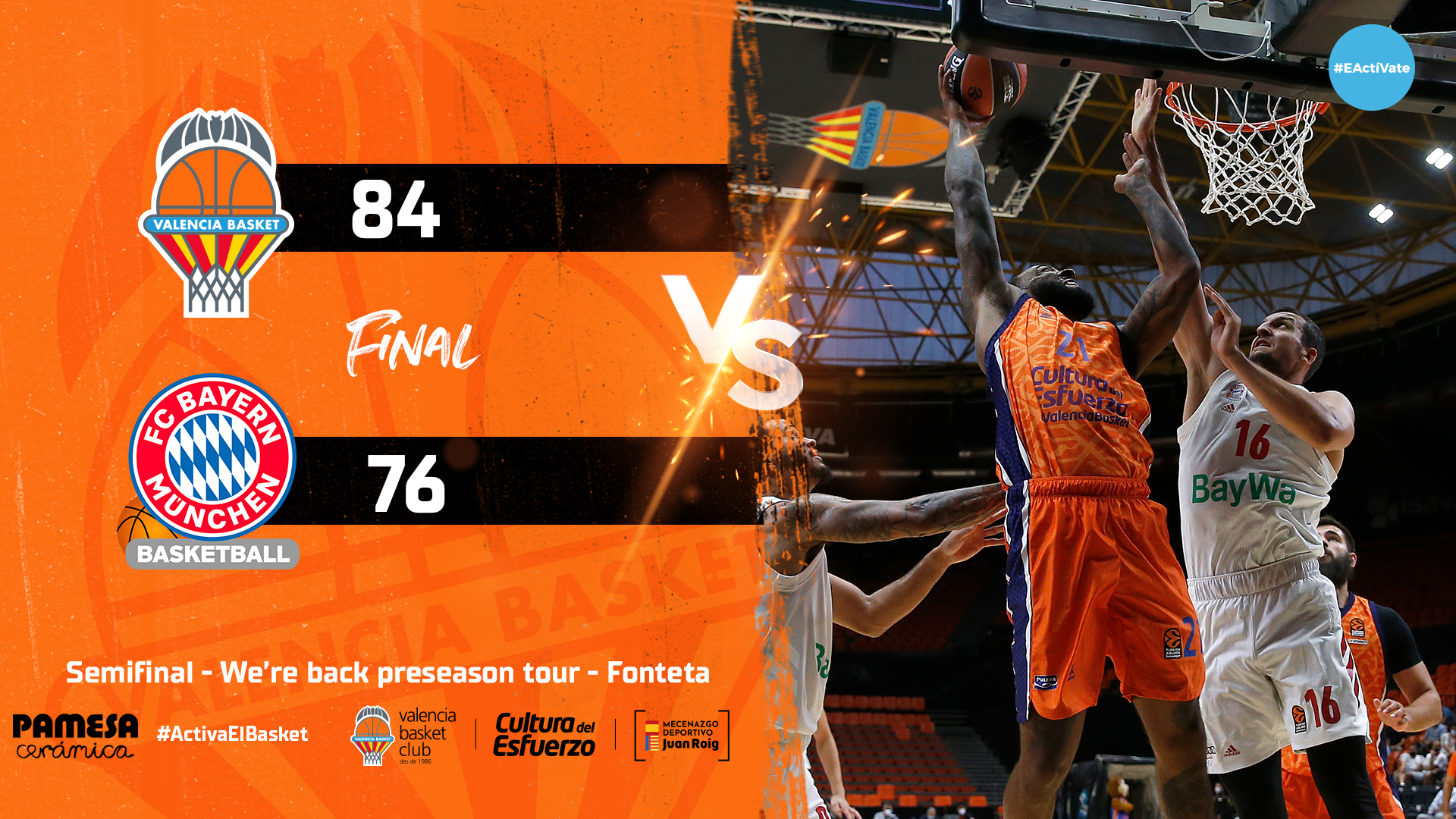 Valencia Basket jugará a la final del We’re Back Preseason Tour (84-76)