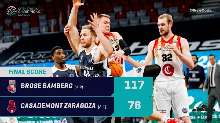El Brose Bamberg arrolla al Casademont Zaragoza (117-76)
