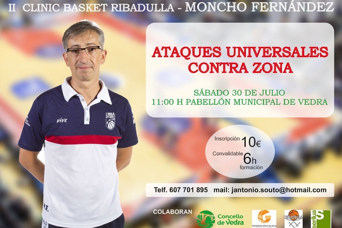 Moncho Fernández tratará los ataques universales contra zona en el II Clínic Basket Ribadulla