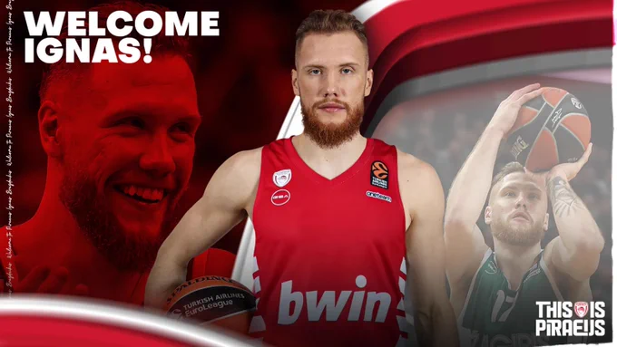 Olympiacos anuncia el fichaje de Ignas Brazdeikis