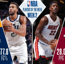 Jimmy Butler y Rudy Gobert, jugadores de la semana NBA