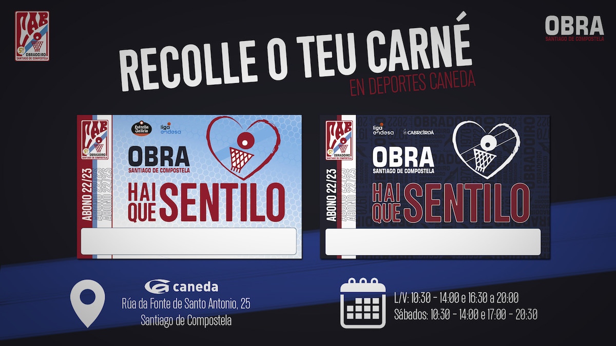 Los abonados del Monbus Obradoiro pueden recoger su carné a partir de esta tarde en Deportes Caneda
