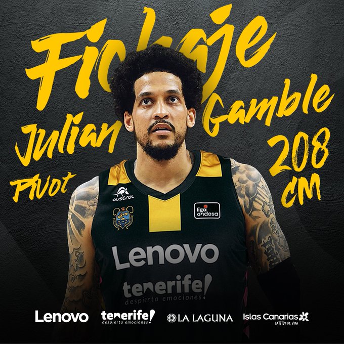 El Lenovo Tenerife se hace con los servicios de Julian Gamble
