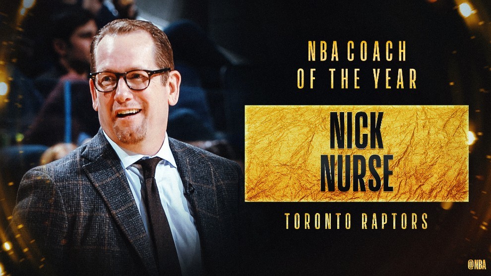 Nick Nurse, entrenador del año en la NBA