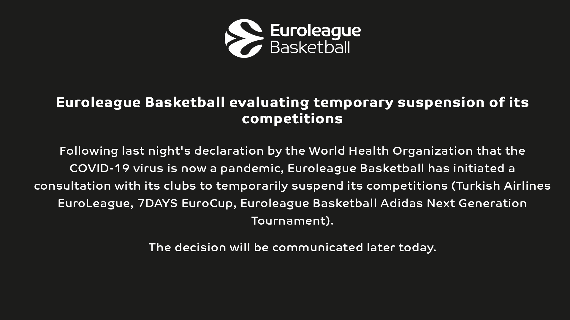 La Euroleague se plantea suspender la competición