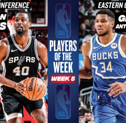 Giannis Antetokounmpo y Harrison Barnes, jugadores de la semana NBA