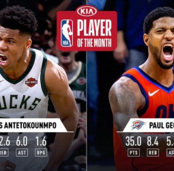 Paul George y Giannis Antetokounmpo, los mejores jugadores del mes de febrero en la NBA